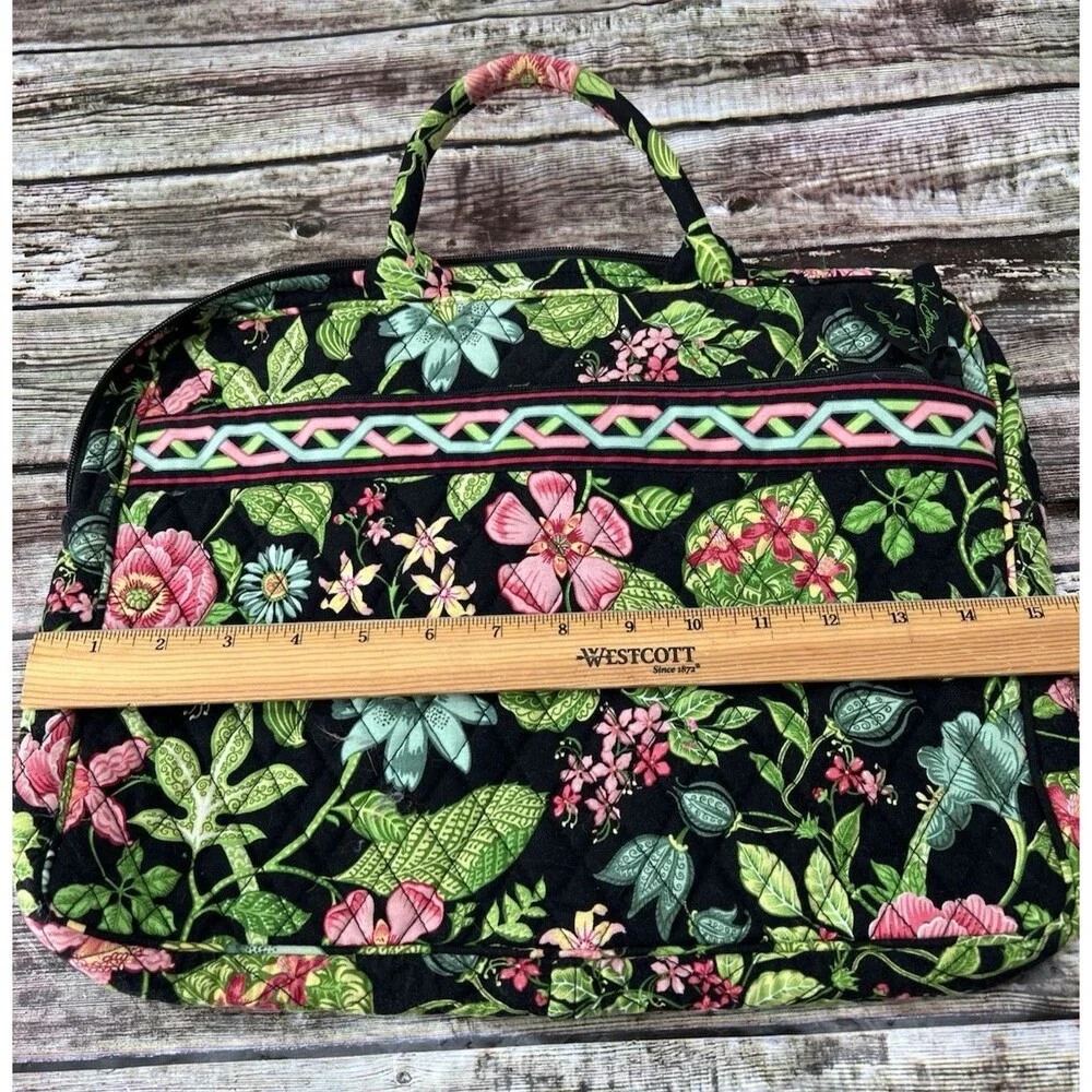 Vera Bradley Quilted Laptop Case Botanica Green Pink Floral Print Size 15